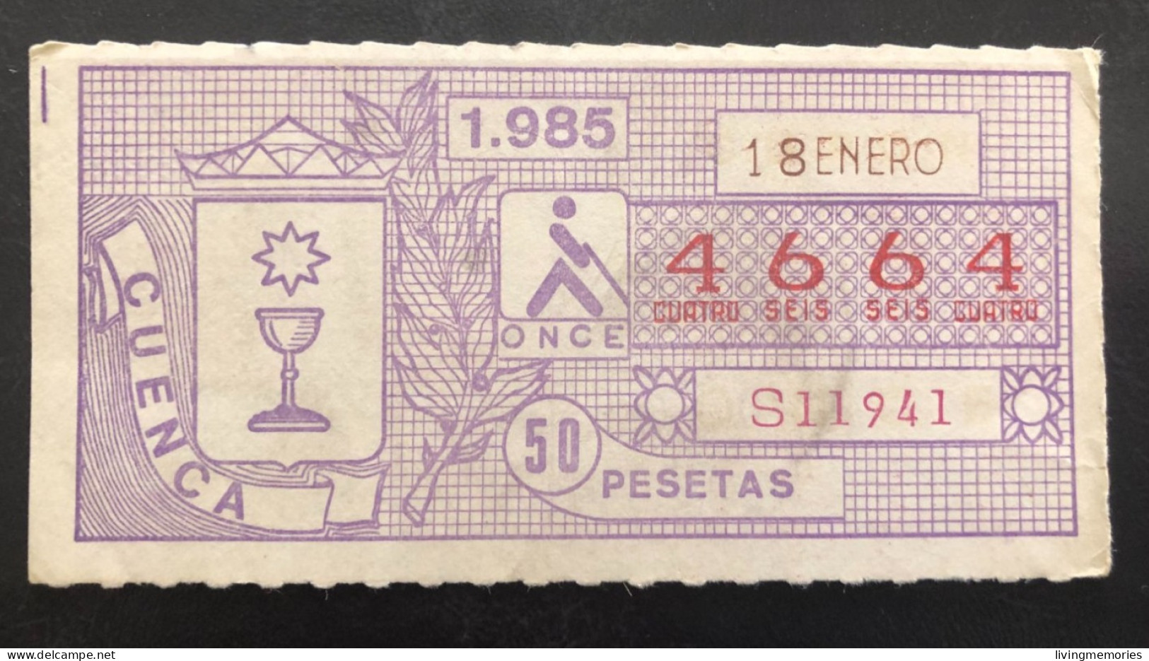 SUB 115A,  CAPICUA Lottery Ticket, Spain, ONCE, « CUENCA », # 4664, 1985 - Billetes De Lotería