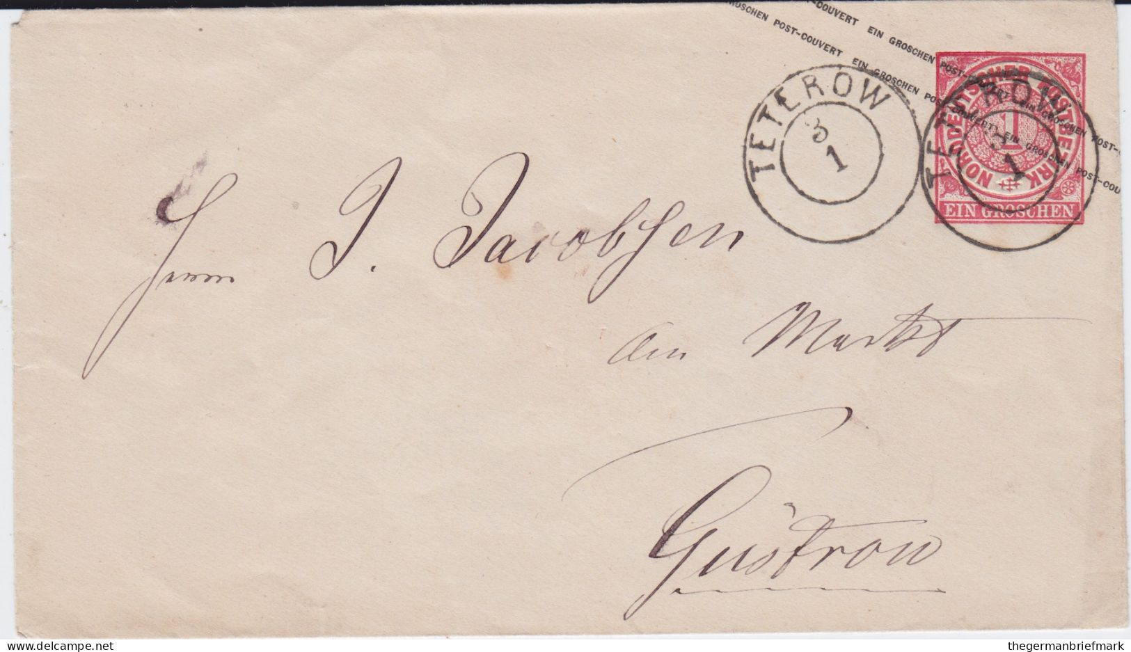 Mecklenburg Schwerin Nv K2 Teterow Ganzsache NDP U 1 N Güstrow Ca 1869 - Interi Postali