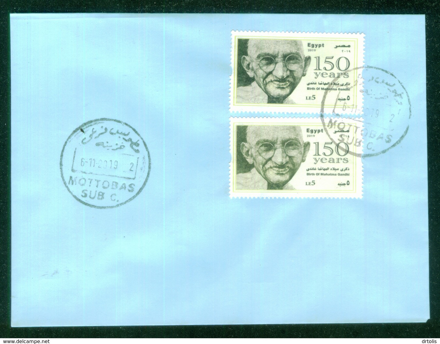 EGYPT / INDIA / 2019 / MAHATMA GANDHI / 1ST DAY OF ISSUE CANC. ( 6 NOVEMBER 2019 ) / LIGHT BLACK & DARK BLACK STAMPS - Briefe U. Dokumente