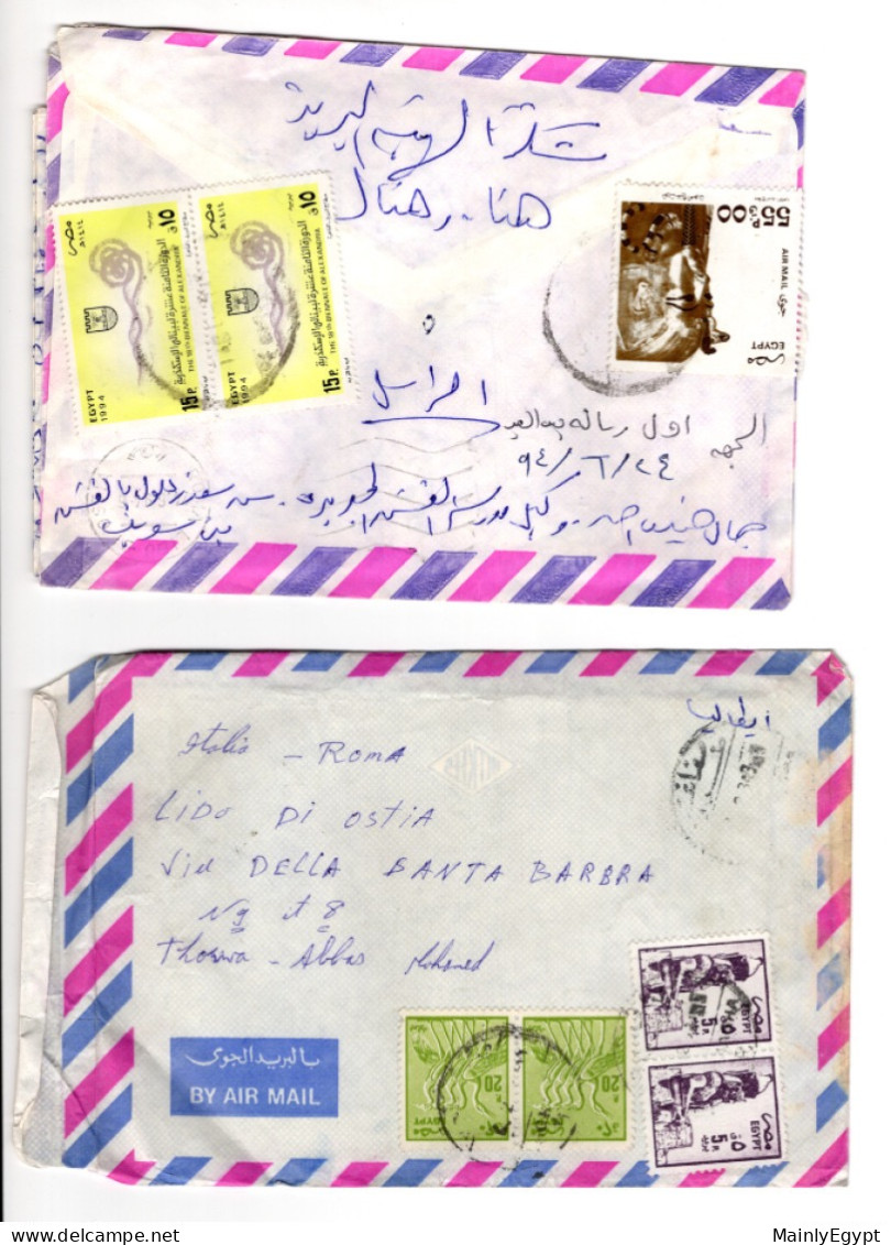 EGYPT: 8 Letters From Ahmed In Cairo To Tharwa In Italy. Most Unopened, All With Arabic Handwritten Letters In  (B191) - Storia Postale