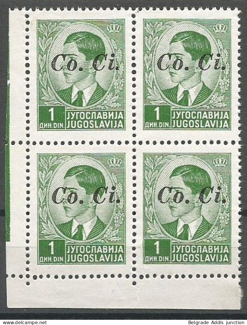 Italy Italia Yugoslavia Slovenia Lubiana Sassone 3 In Block Of 4 MNH / ** 1941 Signed BOLAFFI CV: 40,00€ - Lubiana