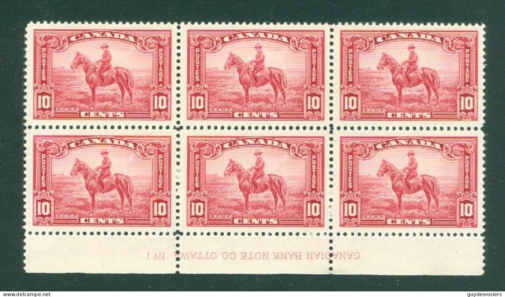 Mounted Police Montée; GRC / RCMP; Gendarmerie Timbre Scott # 223 Stamp; Avec # De Planche 1 (10201-J) - Cartas & Documentos