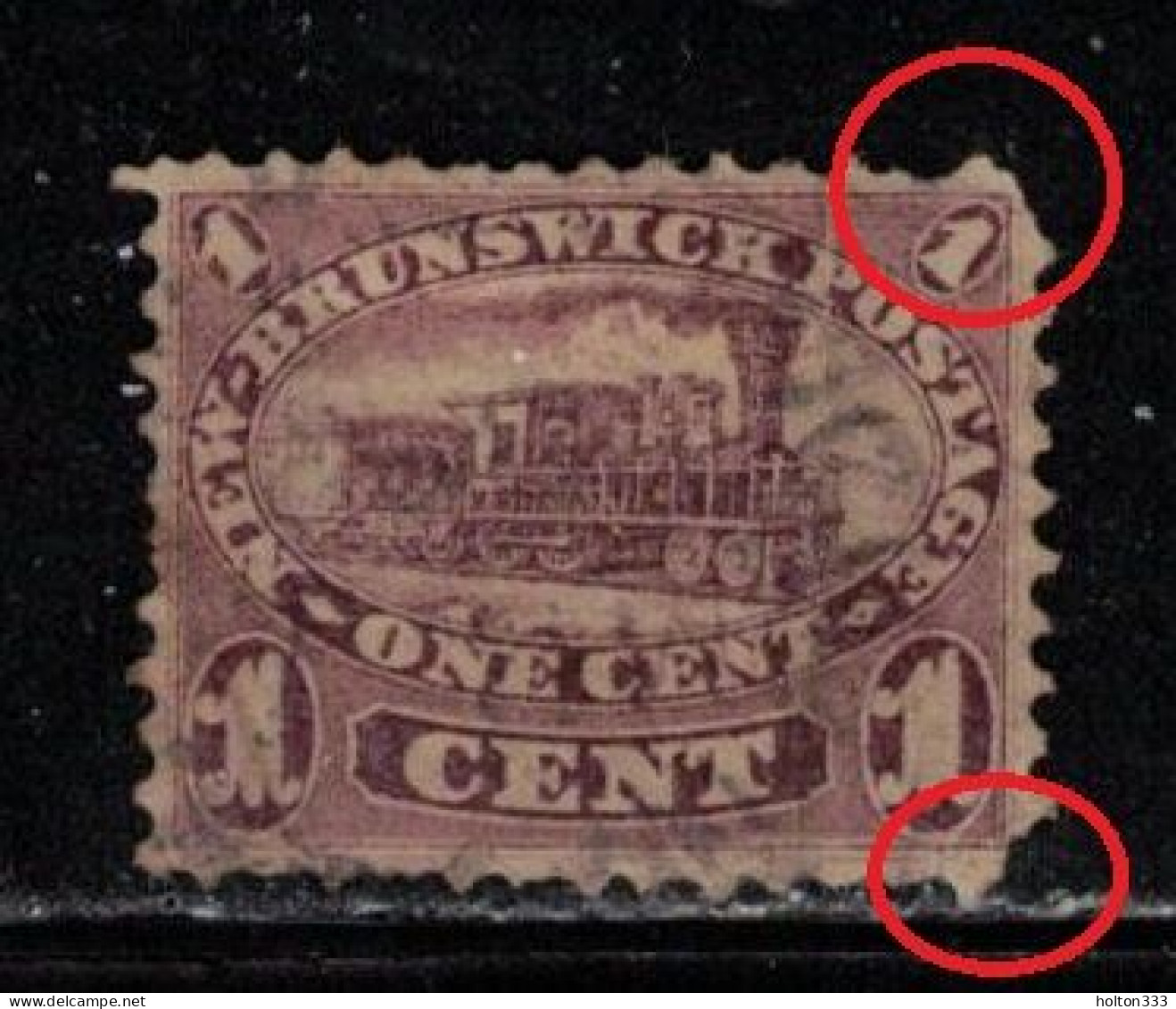 NEW BRUNSWICK Scott # 6 Used - Locomotive  Hinge Remnant - Minor Faults CV $45 - Usati