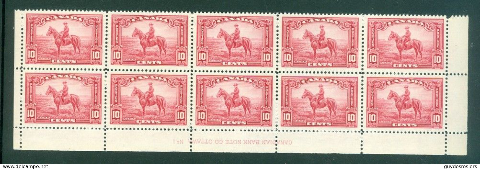 Mounted Police Montée; GRC / RCMP; Gendarmerie Timbre Scott # 223 Stamp; Avec # De Planche 1 (10201-K) - Brieven En Documenten