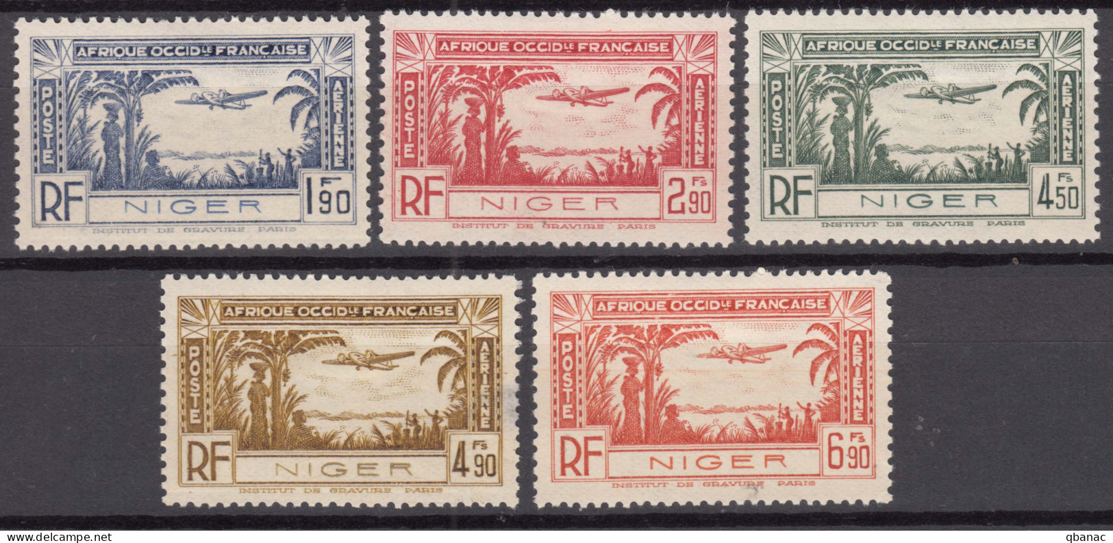 Niger 1940 Poste Aerienne Yvert#1-5 Mint Hinged - Unused Stamps