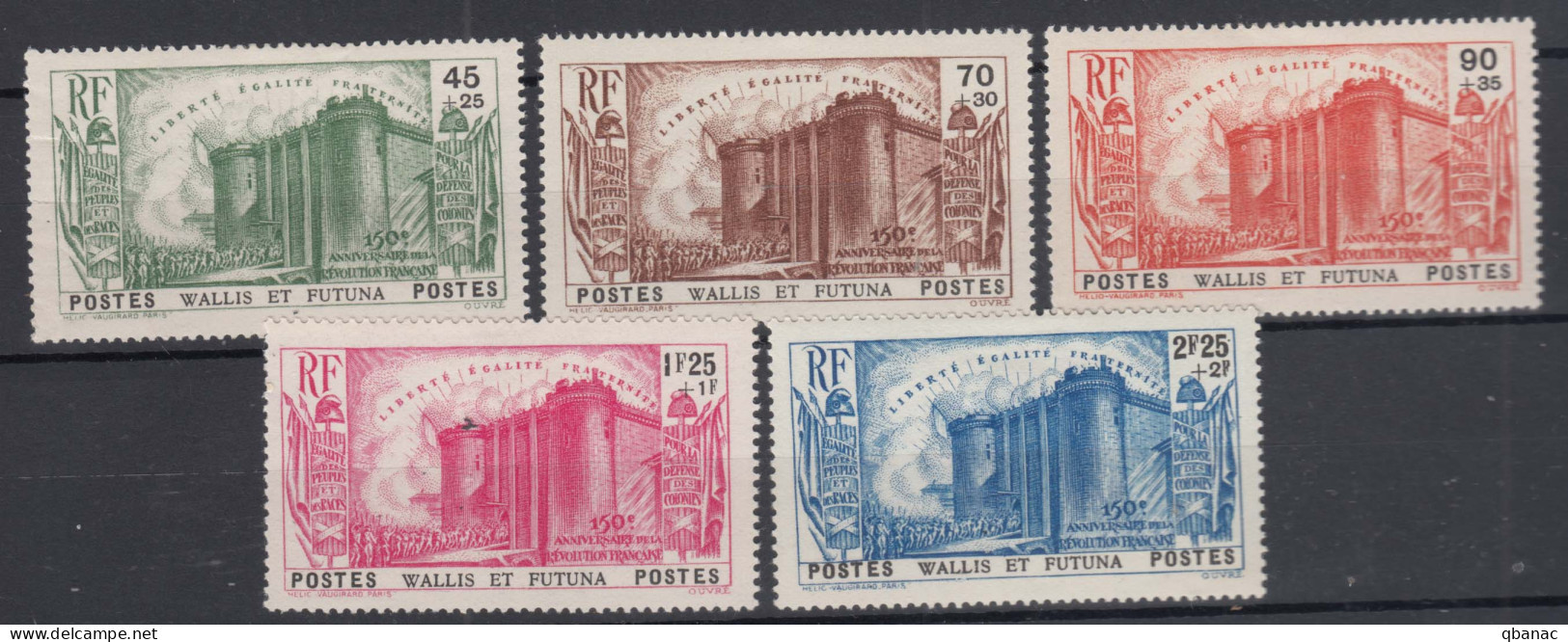 Wallis And Futuna 1939 Yvert#72-76 Mint Hinged - Ongebruikt