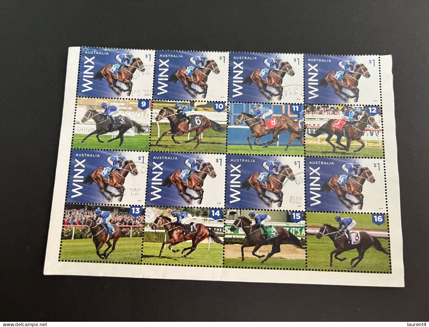 12-8-2023 (stamp) Australia - Block Of 8 WINX Horse Cancelled Personalised Stamps - Hojas, Bloques & Múltiples