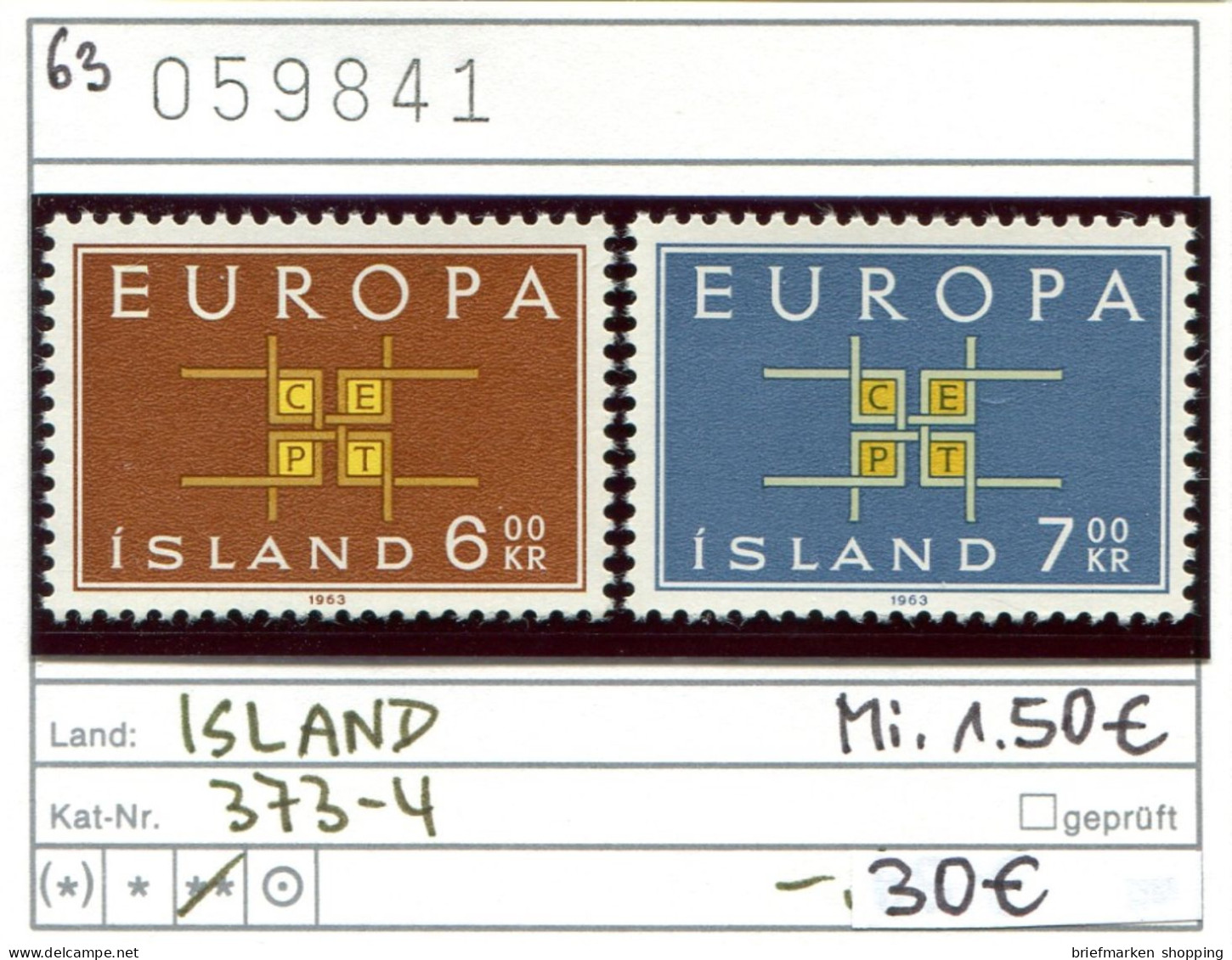 Island 1963 - Iceland 1963 - Islande 1963 - Michel 373-374 - ** Mnh Neuf Postfris - Neufs
