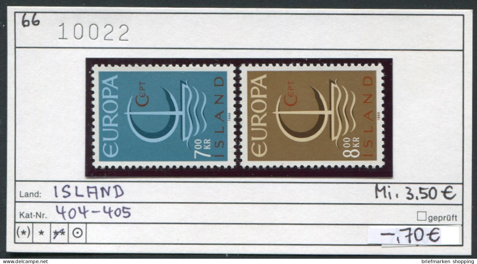 Island 1966 - Iceland 1966 - Islande 1966 - Michel 404-405 - ** Mnh Neuf Postfris - Unused Stamps
