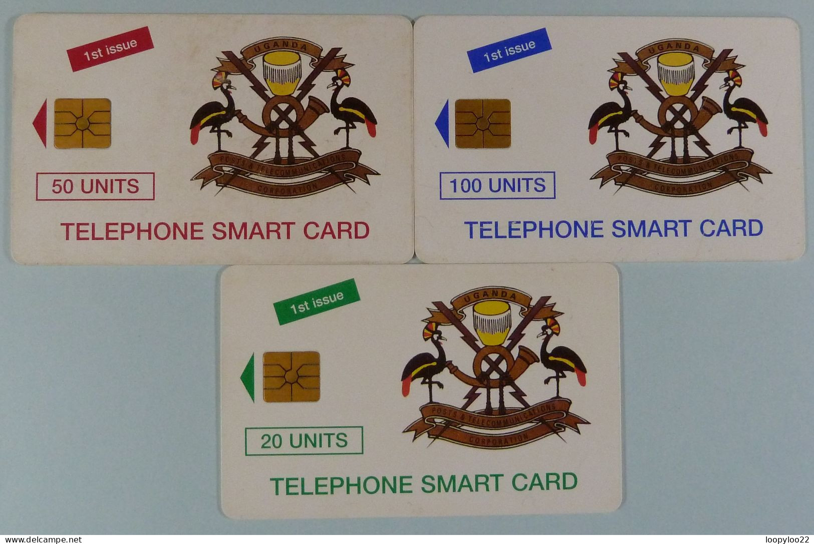 UGANDA - Chip - 1st Issue - Set Of 3 - Smart Card - 20 To 100 Units - Used - Uganda