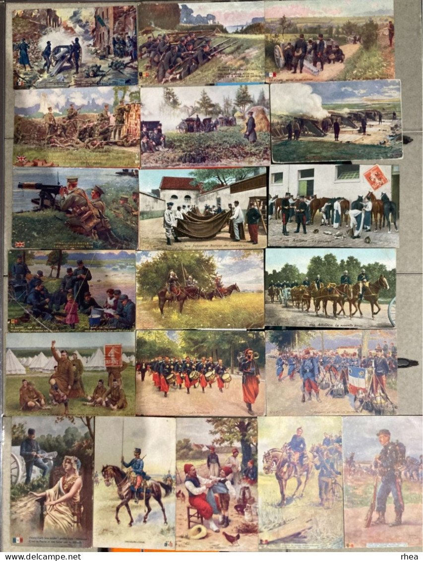 MILITARIA - 20 Cartes Postales - Guerre 14-18 - Illustrateurs Militaires - édition LVC En Guerre - Verzamelingen & Kavels