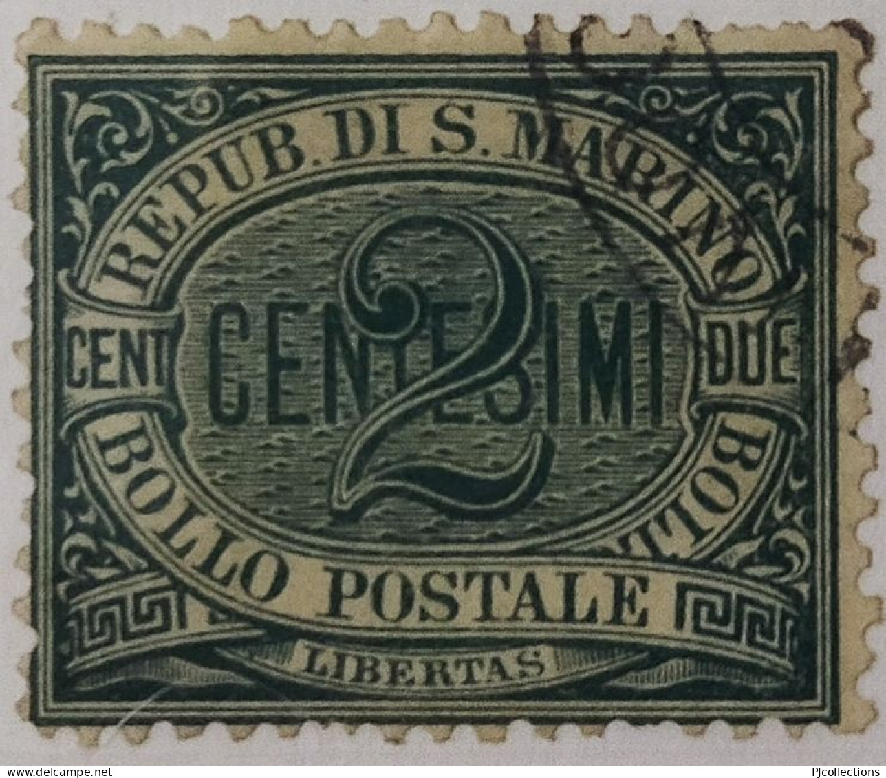 5003- SAN MARINO 1877 2 CENTS VERDE USATO - USED - Used Stamps