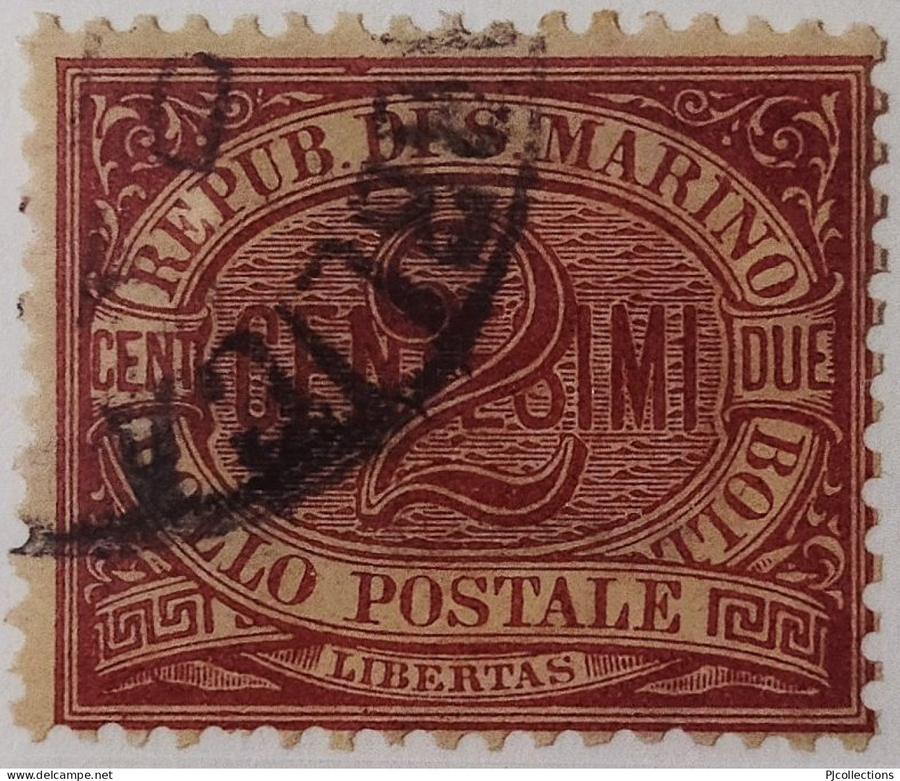 5004- SAN MARINO 1894 2 CENTS CARMINIO USATO - USED - Usati