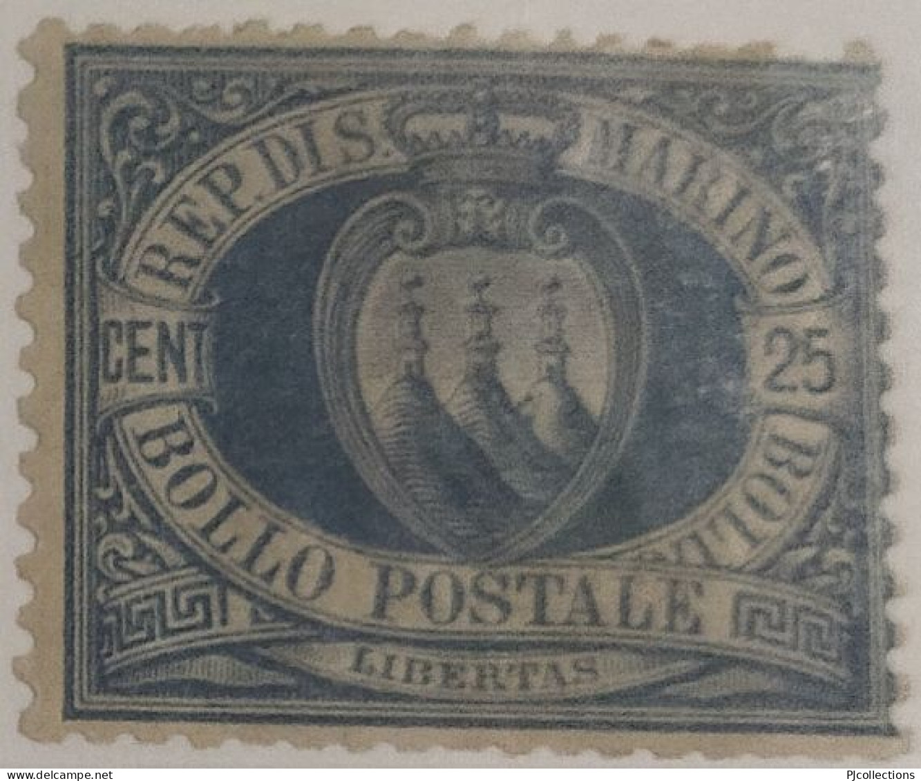 5009- SAN MARINO 1894/99 25 CENTS AZZURRO MH - Oblitérés