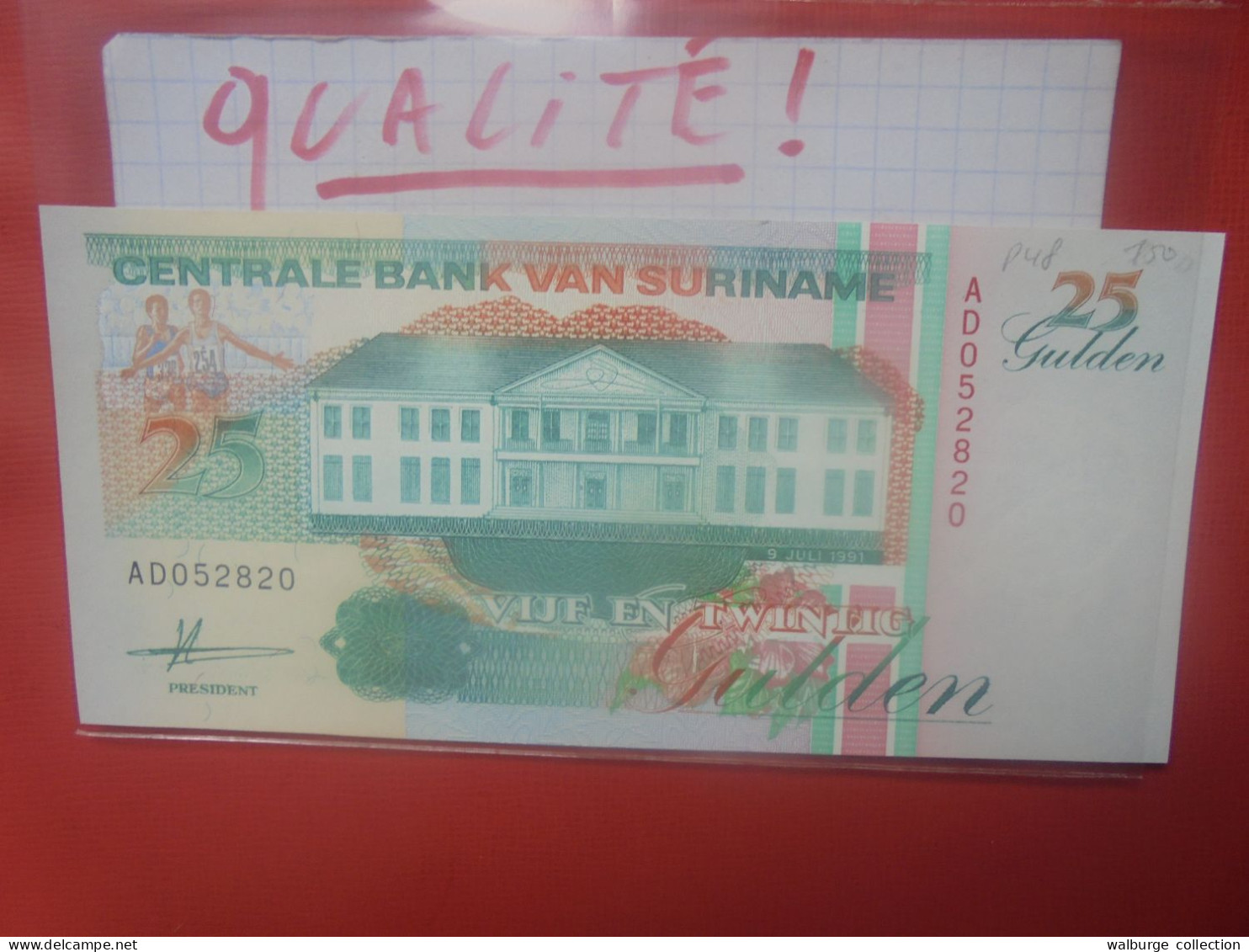 SURINAM 25 GULDEN 1991 Peu Circuler Presque Neuf (B.30) - Surinam