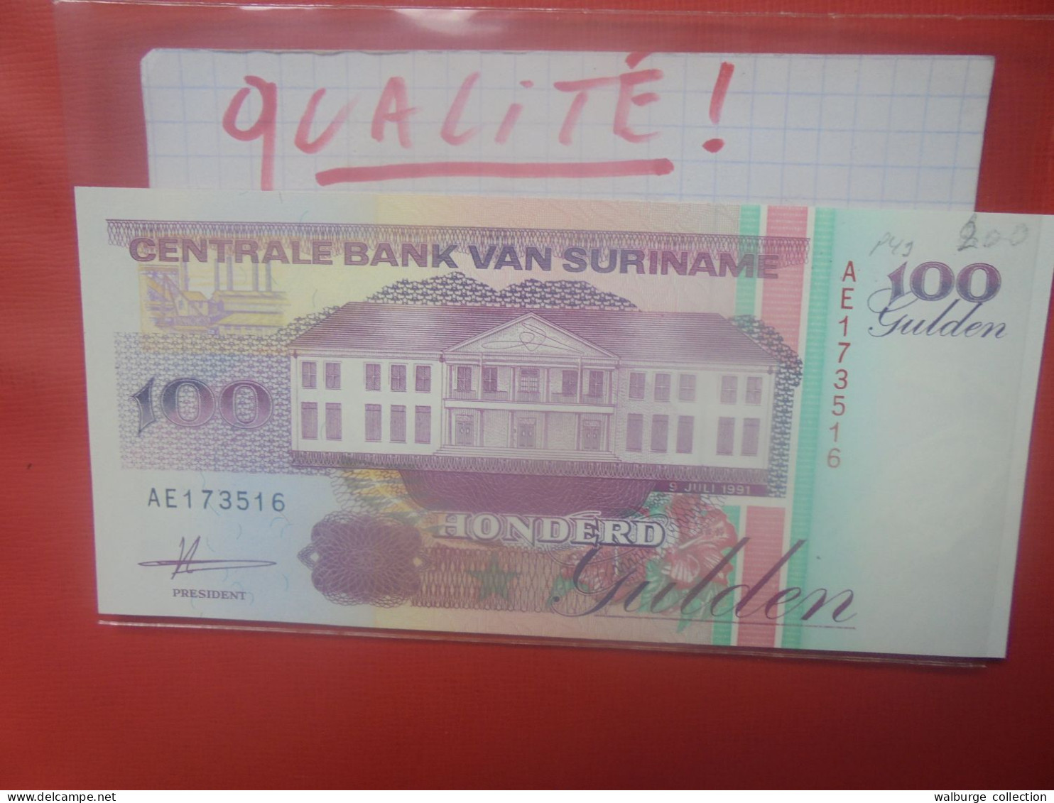 SURINAM 100 GULDEN 1991 Peu Circuler Presque Neuf (B.30) - Suriname