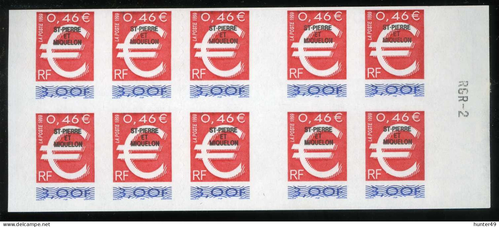 Carnet De 1999 De 10 Timbres Type EURO Surchargé Avec Couvert. Blanche Premier Timbre-Poste Français En Euro - Booklets