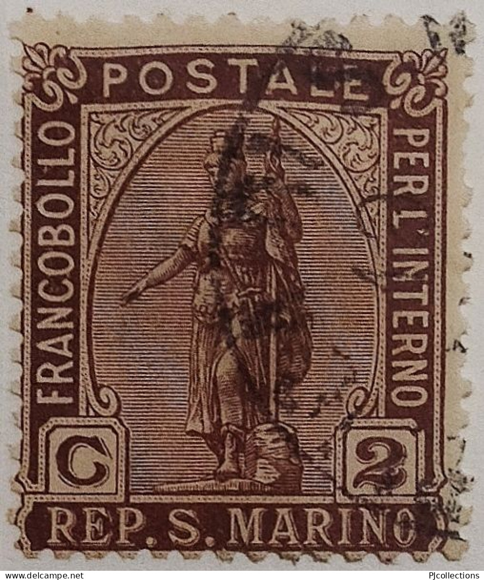 5012- SAN MARINO 1899 2 CENTS USATO - USED - Used Stamps