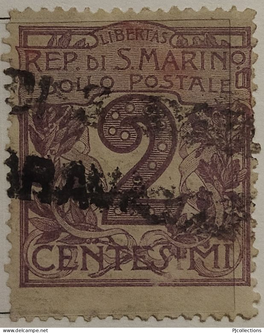 5014- SAN MARINO 1903 2 CENTS USATO - USED - Oblitérés