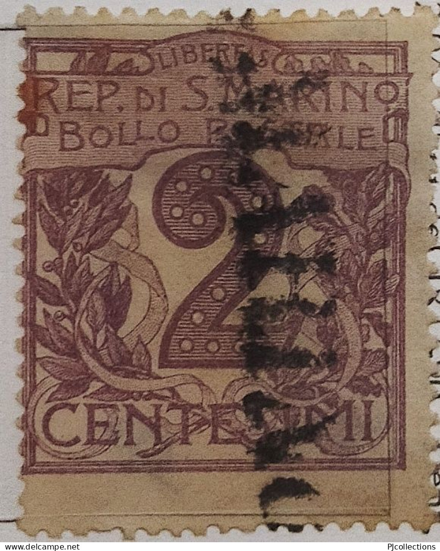 5015- SAN MARINO 1903 2 CENTS USATO - USED - Used Stamps