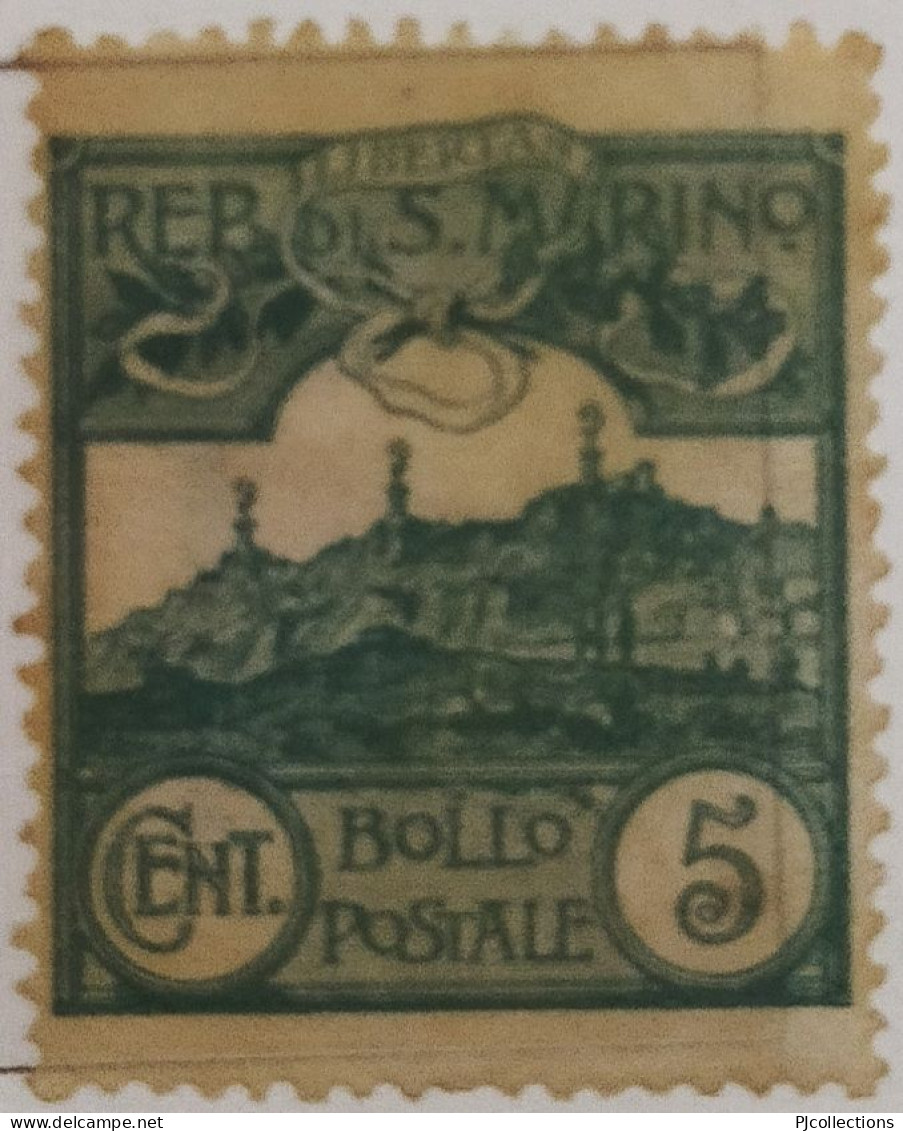 5016- SAN MARINO 1903 VEDUTE 5c - VIEWS 5c MH - Used Stamps
