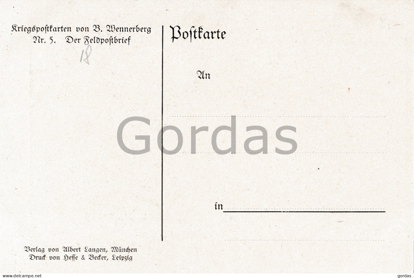 Illustrateur B. Wennerberg - 5. Der Feldpostbrief - Wennerberg, B.