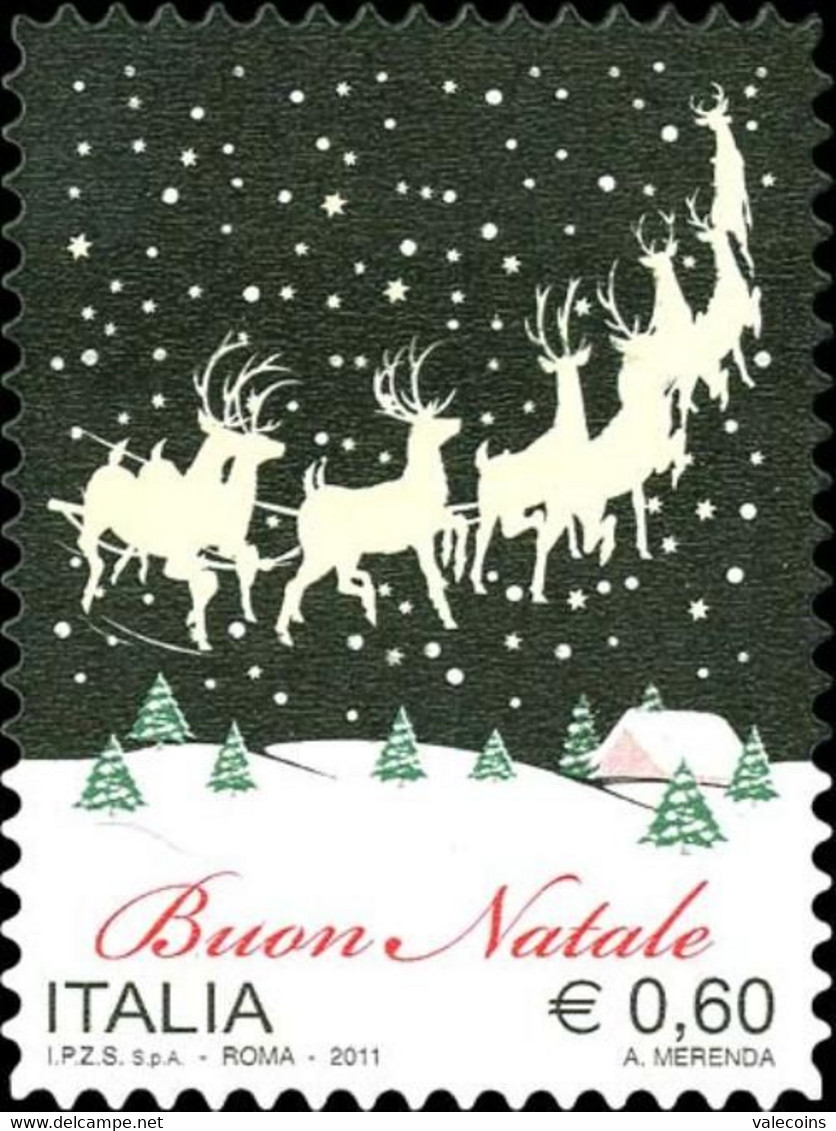# ITALIA ITALY - 2011 - Natale Christmas - Sleigh Reindeer - Stamp MNH - Neufs
