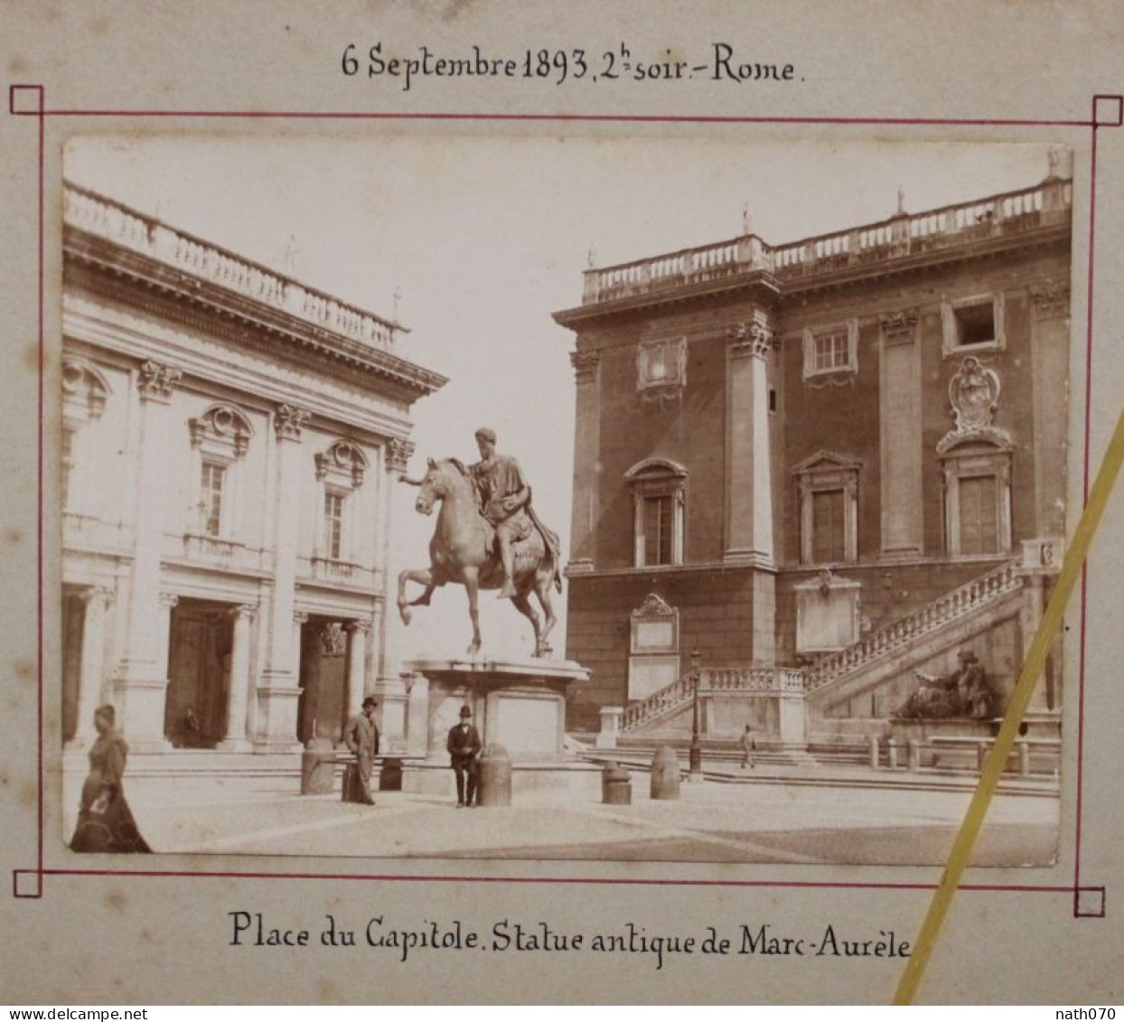 Photo 1893 Rome Place Du Capitole Italie Tirage Albuminé Albumen Print Vintage Animée Roma - Antiche (ante 1900)