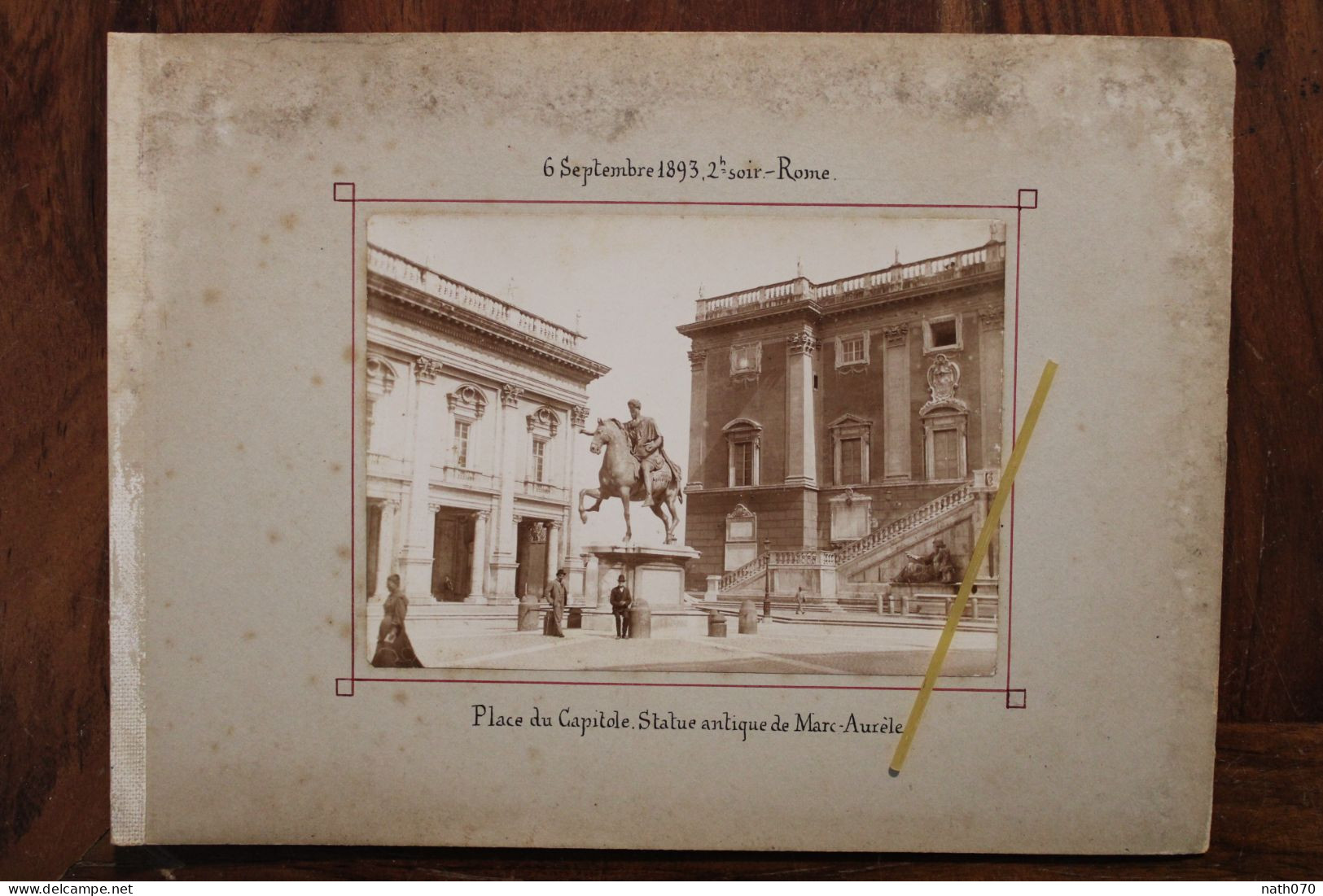 Photo 1893 Rome Place Du Capitole Italie Tirage Albuminé Albumen Print Vintage Animée Roma - Ancianas (antes De 1900)