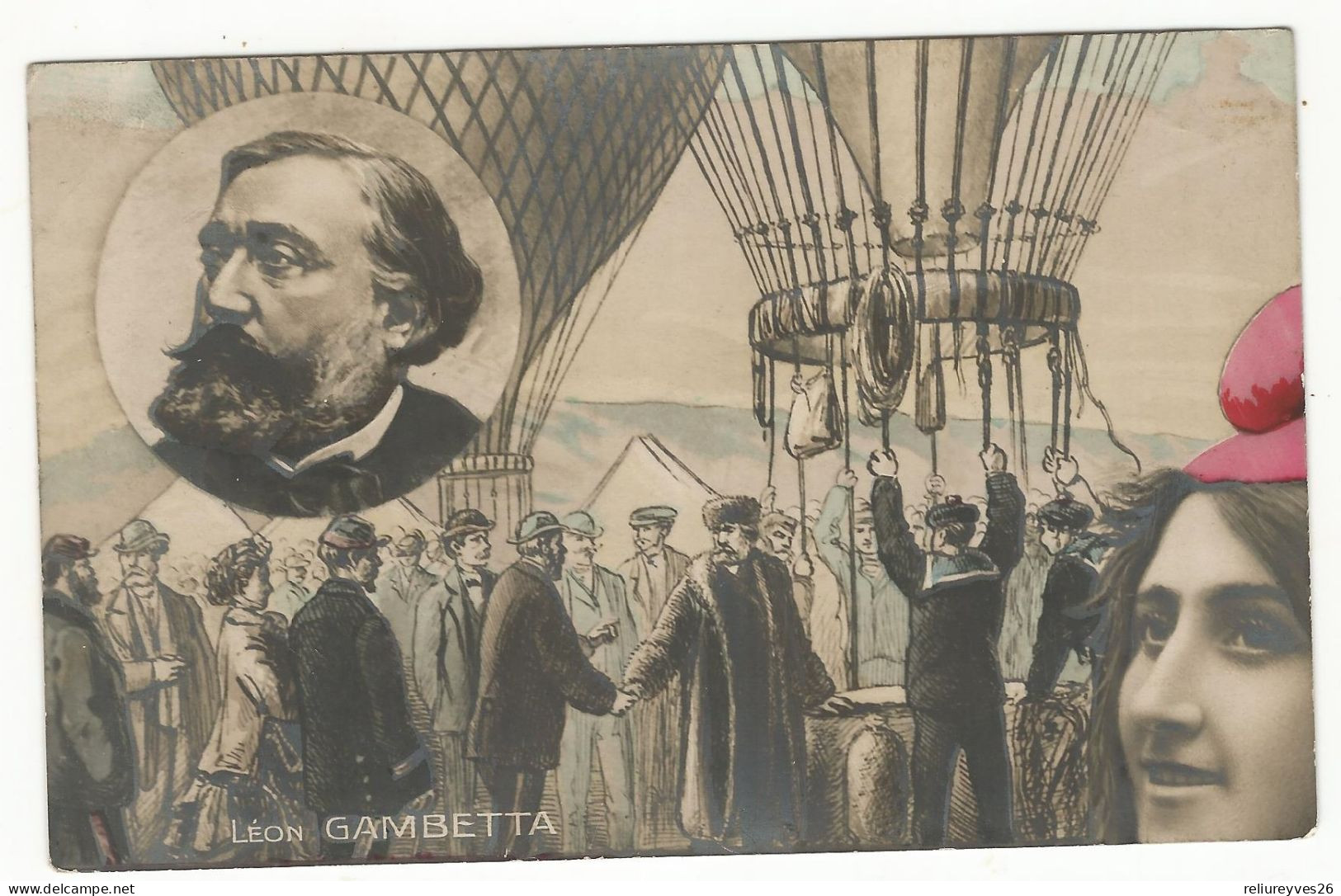 CPA ,Th. Politique , Léon Gambetta , Montgolfière, Ed. Ch. Fontane - Personnages