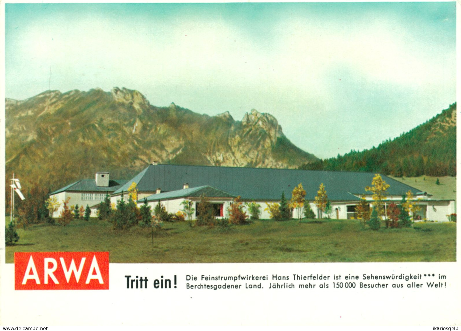BISCHOFSWIESEN B Berchtesgaden ~1965 Reklame-Ansichtskarte " ARWA Hans Thierfelder Strumpfwirkerei " Vormals In Chemnitz - Bischofswiesen