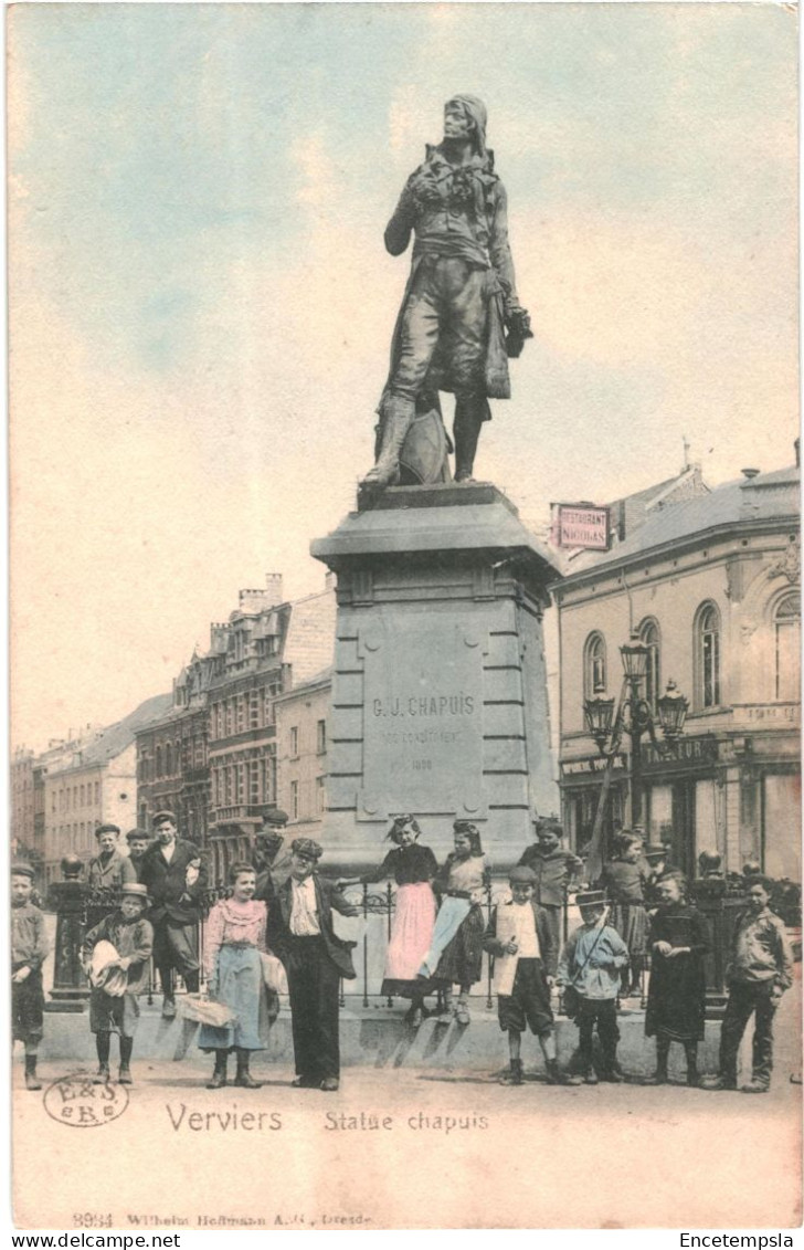 CPA Carte Postale  Belgique Verviers Statue Chapuis  Animée  Début 1900 VM70417ok - Verviers