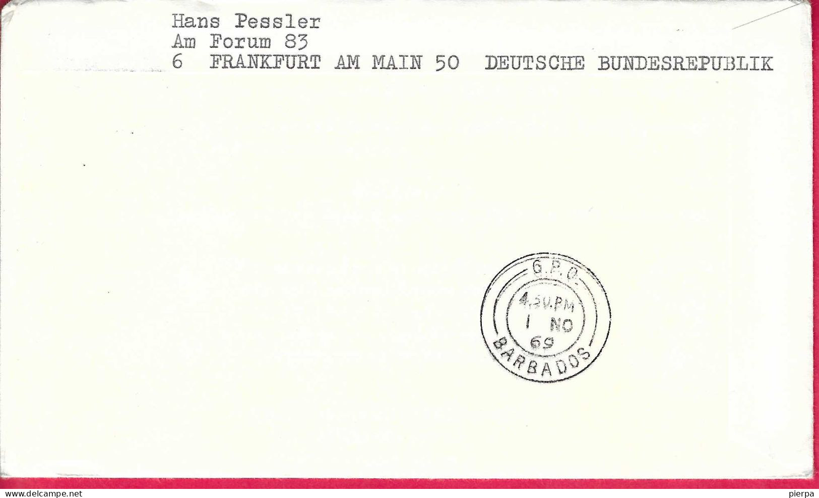 NORGE - FIRST FLIGHT SAS FROM OSLO*1.11.1969* TO BARBADOS ON OFFICIAL COVER - Cartas & Documentos