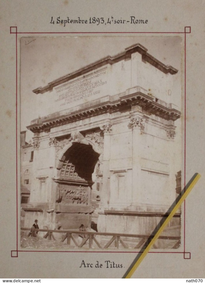 Photo 1893 Rome Arc De Titus Italie Tirage Albuminé Albumen Print Vintage Animée Roma - Ancianas (antes De 1900)