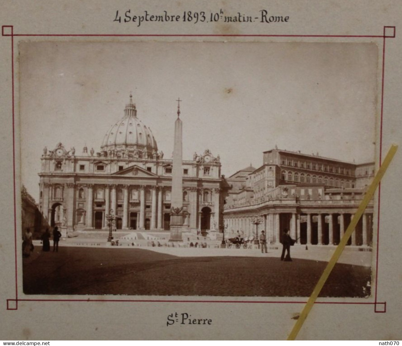 Photo 1893 Rome Place St Pierre Italie Tirage Albuminé Albumen Print Vintage Animée Roma - Antiche (ante 1900)