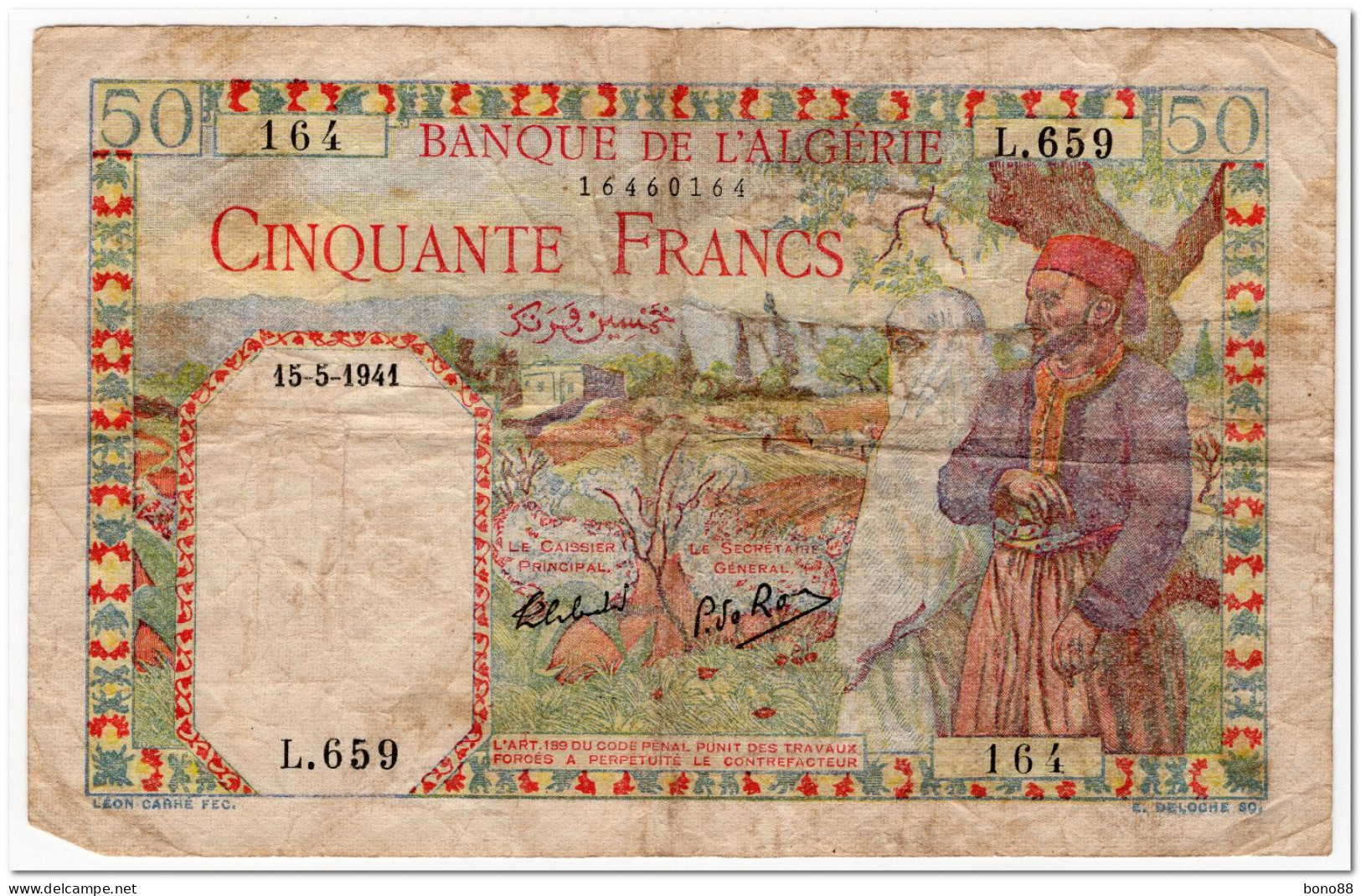 ALGERIA,50 FRANCS,1941,P.84,FINE - Algerije