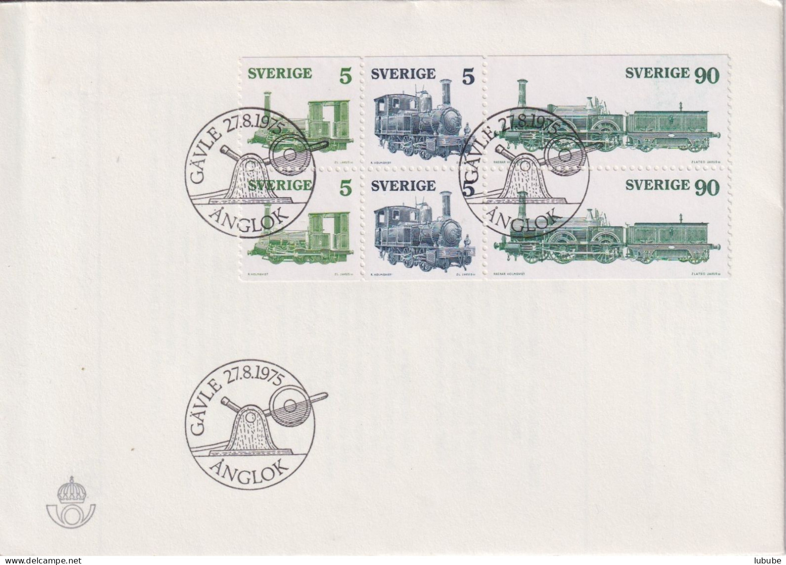 FDC  "Anglok (Steam Locomotive) Gävle"         1975 - Cartas & Documentos