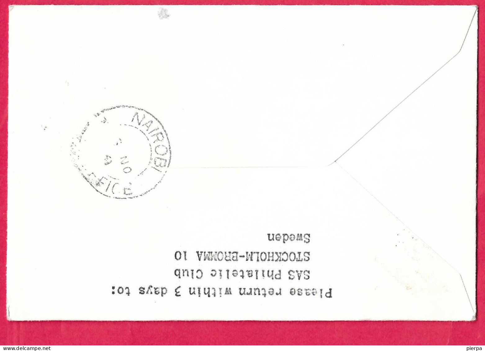SVERIGE - FIRST DC8 JET FLIGHT SAS FROM STOCKHOLM TO NAIROBI *2.11.1961* ON COVER - Lettres & Documents