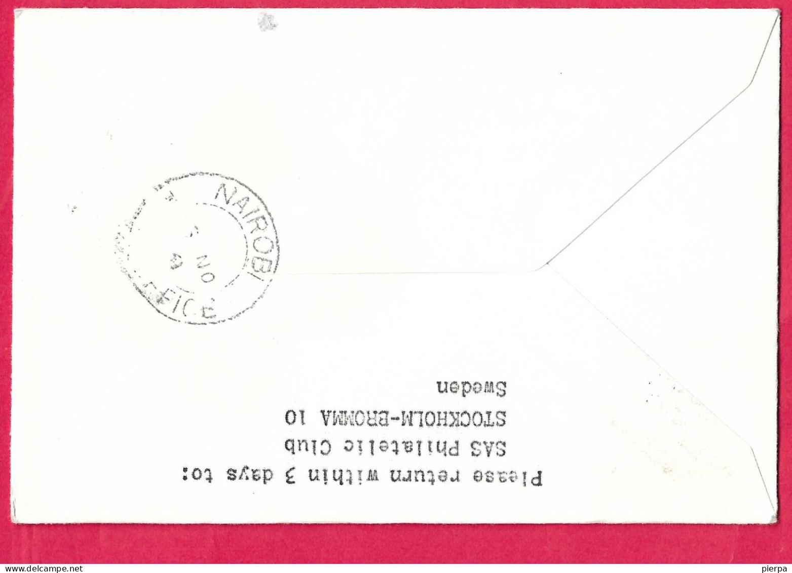 SVERIGE - FIRST DC8 JET FLIGHT SAS FROM STOCKHOLM TO NAIROBI *2.11.1961* ON COVER - Brieven En Documenten