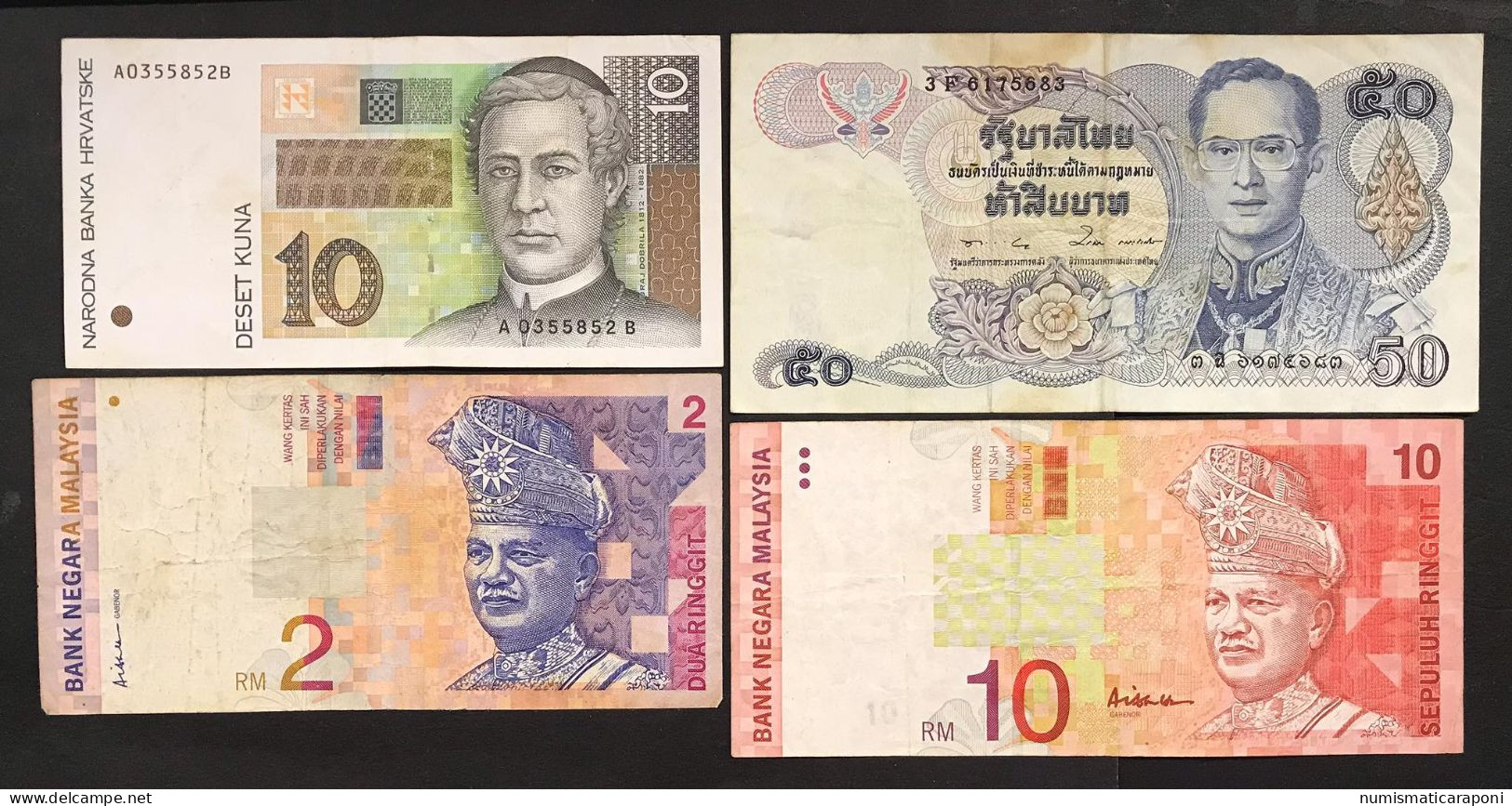 Malaysia Croazia Lettonia Germania 9 Banconote   LOTTO 3814 - Malaysie
