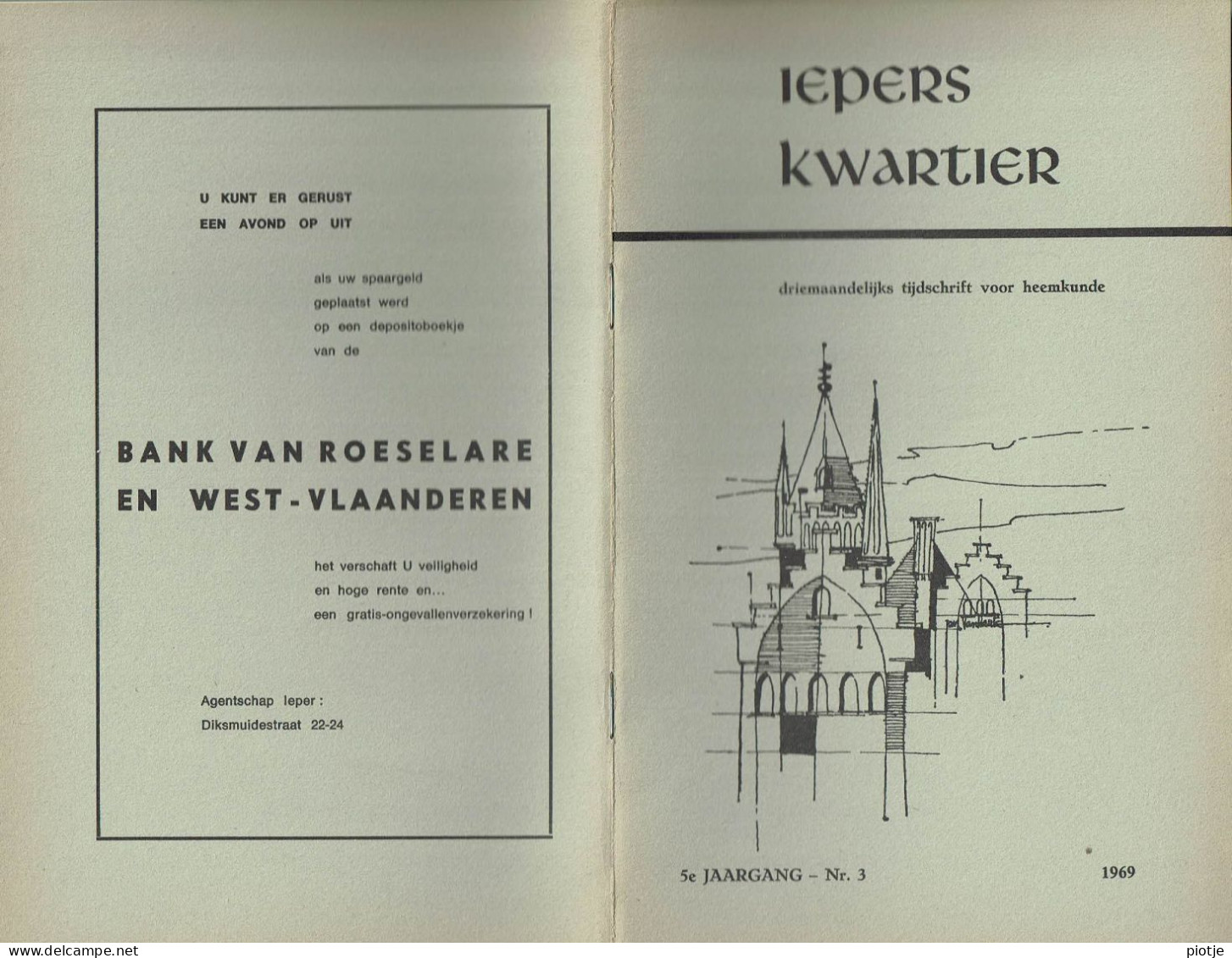 * Ieper - Ypres * (Iepers Kwartier - Jaargang 5 - Nr 3 - September 1969) Tijdschrift Voor Heemkunde - Heemkundige Kring - Aardrijkskunde & Geschiedenis