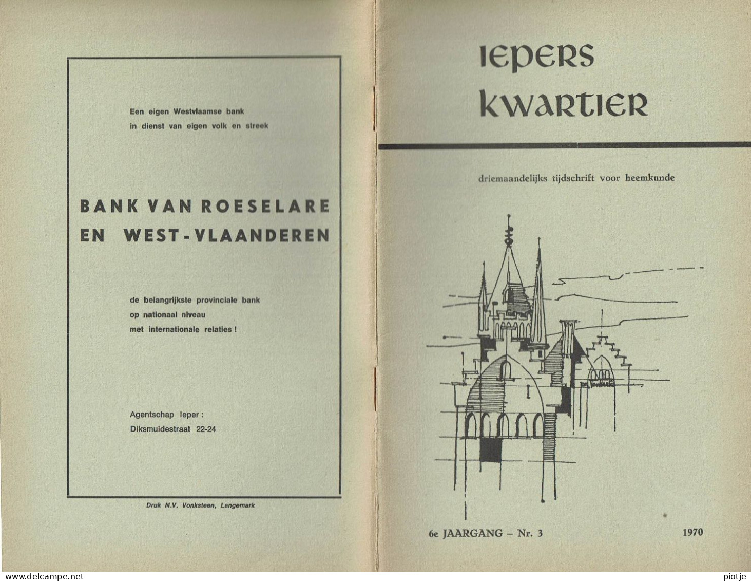 * Ieper - Ypres * (Iepers Kwartier - Jaargang 6 - Nr 3 - September 1970) Tijdschrift Voor Heemkunde - Heemkundige Kring - Geografía & Historia