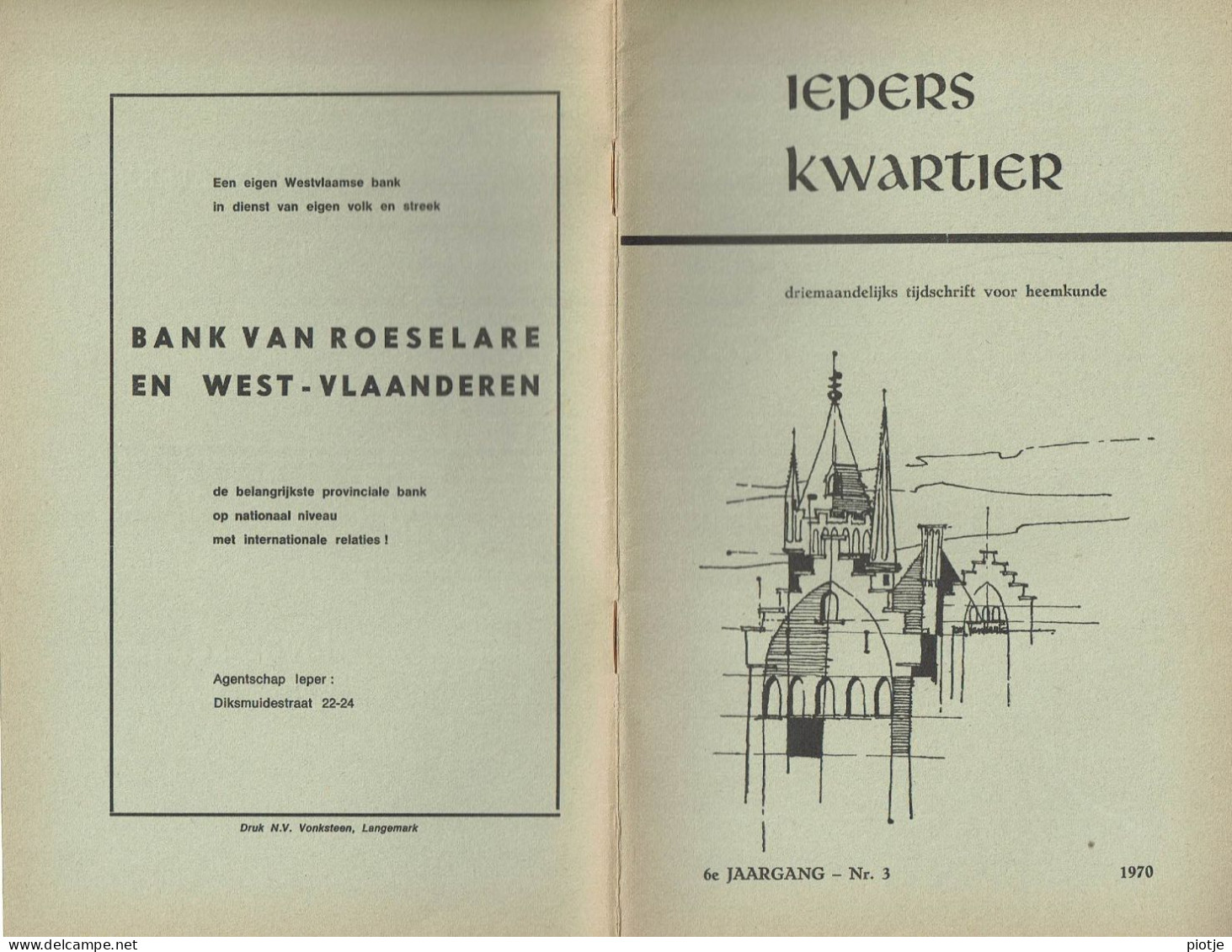 * Ieper - Ypres * (Iepers Kwartier - Jaargang 6 - Nr 3 - September 1970) Tijdschrift Voor Heemkunde - Heemkundige Kring - Aardrijkskunde & Geschiedenis
