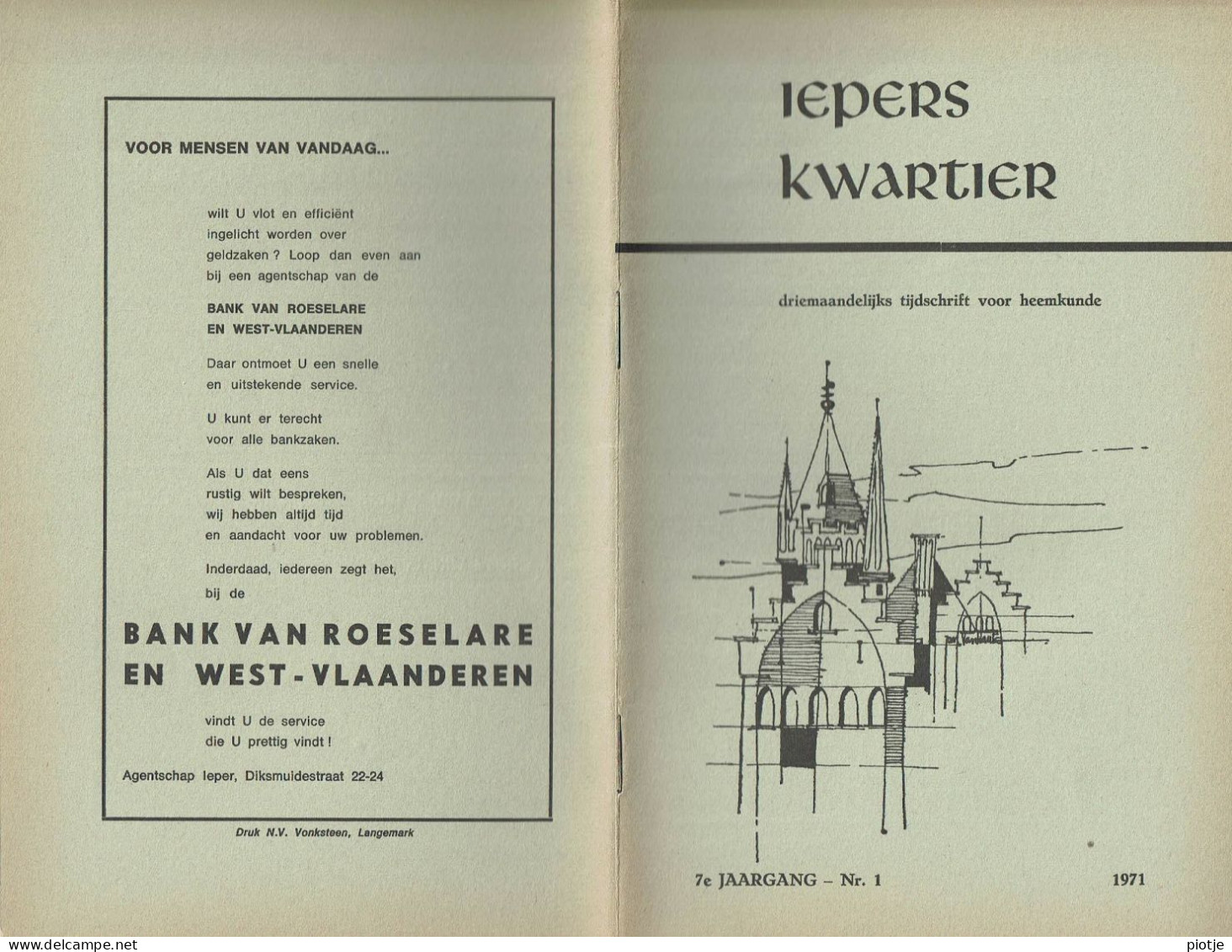 * Ieper - Ypres * (Iepers Kwartier - Jaargang 7 - Nr 1 - Maart 1971) Tijdschrift Voor Heemkunde - Heemkundige Kring - Geographie & Geschichte