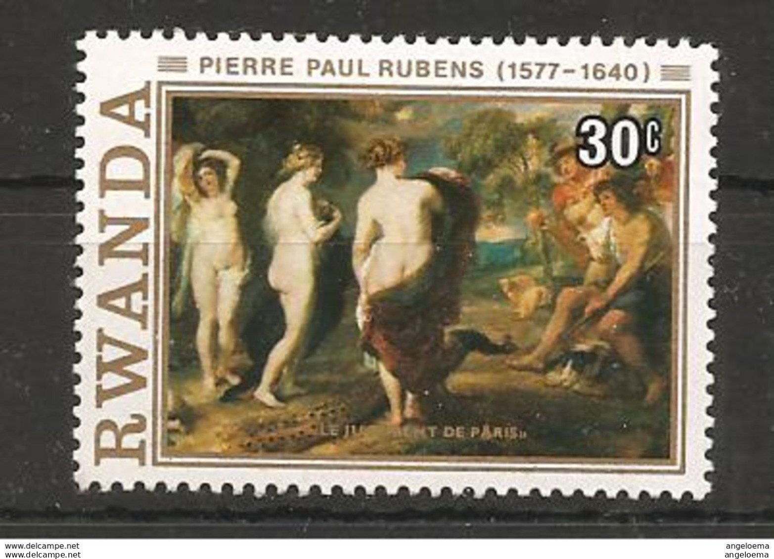 RWANDA - P.P. RUBENS Giudizio Di Paride (museo Del Prado, Madrid) Nuovo** MNH - Mythology