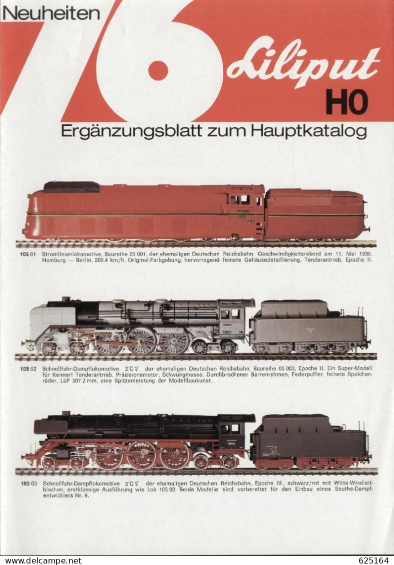 Catalogue LILIPUT 1976 NEUHEITEN HO 1:87 Ergänzungsblatt Zum Hauptkatalog - Deutsch
