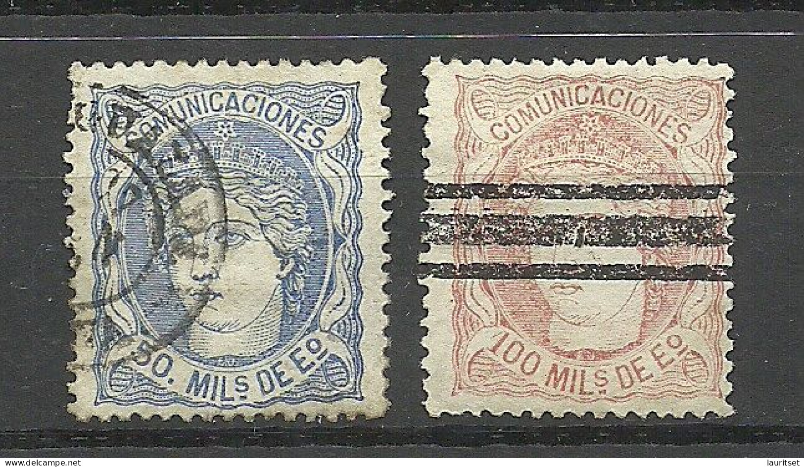 ESPANA Spain 1870 Michel 101 - 102 O - Gebruikt