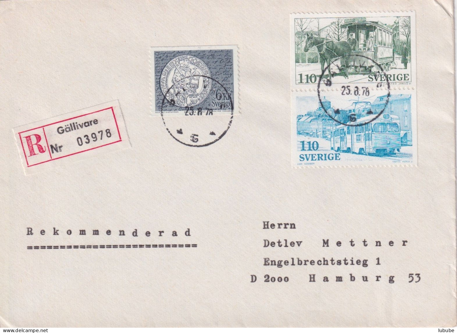 Ausland R Brief  Gällivare - Hamburg         1978 - Covers & Documents