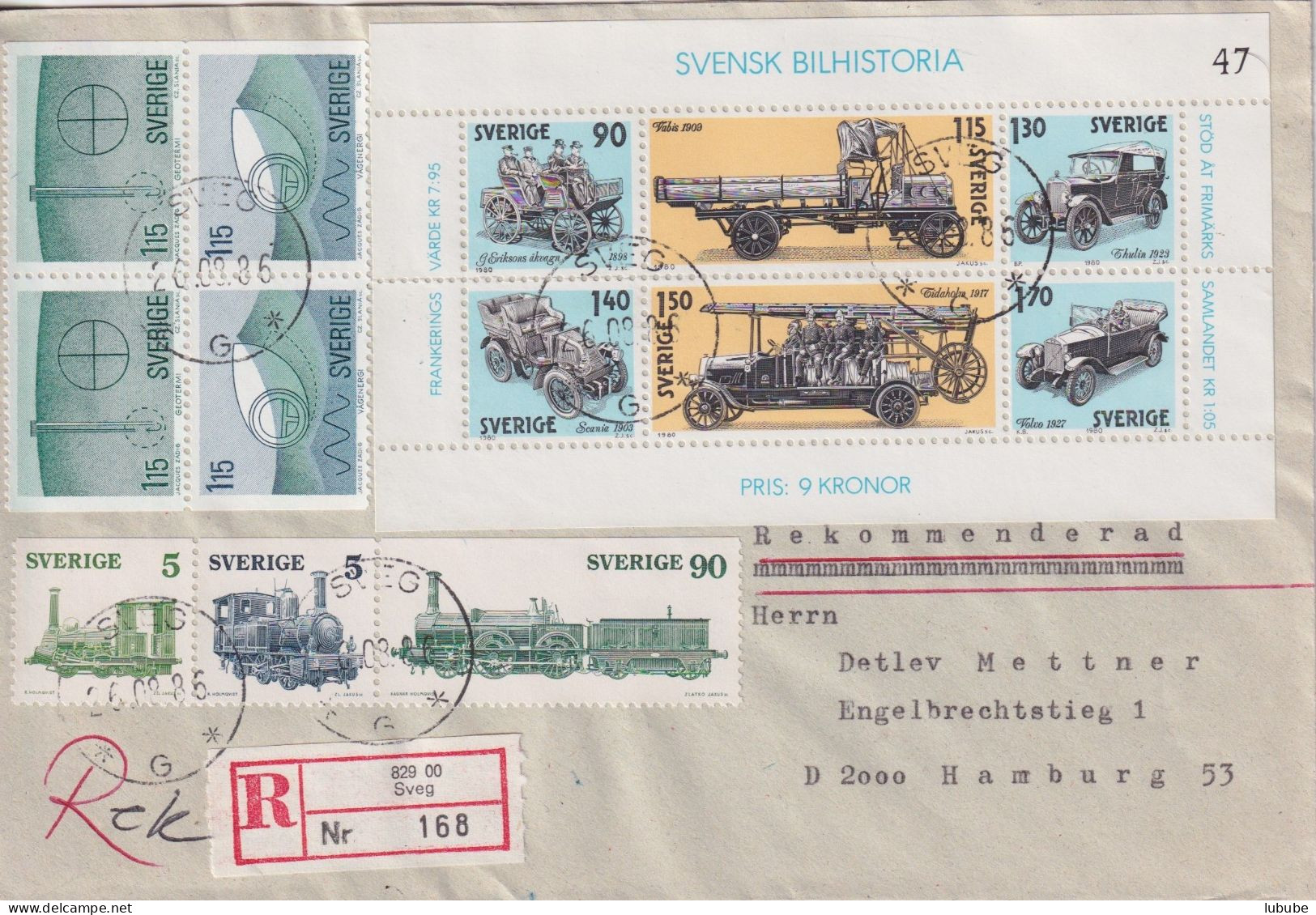 Ausland R Brief  Sveg - Hamburg         1986 - Covers & Documents