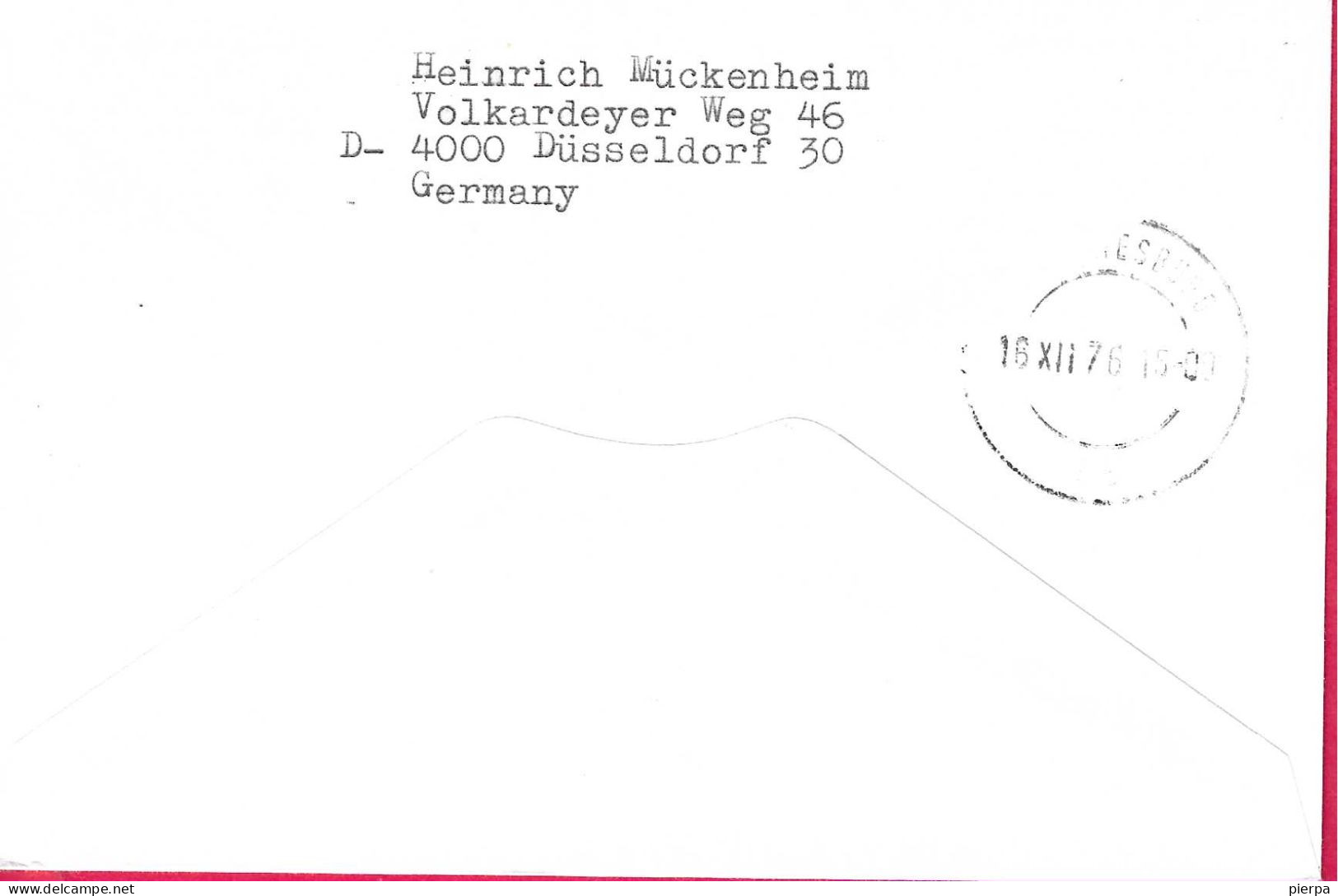 DANMARK - FIRST DC-10 FLIGHT - SAS - FROM KOBENHAVN TO JOHANNESBURG *15.12.1976* ON COVER - Luftpost